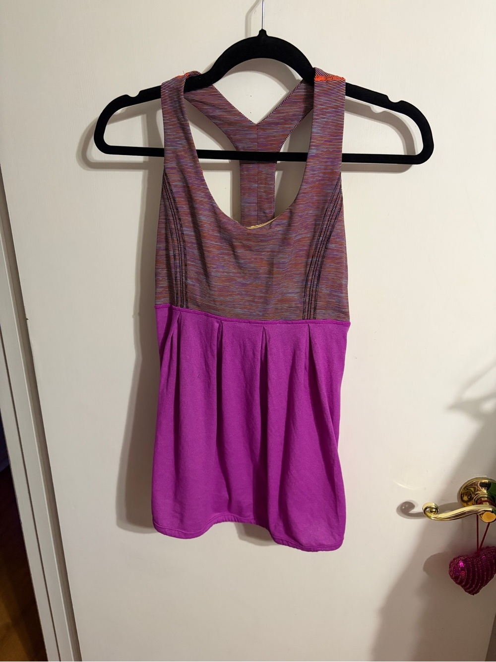 💜 Small Lululemon Purple Athletic Tank with Heathered Multicolor Yoke